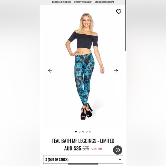 BlackMilk teal bath leggings - Picture 3 of 4